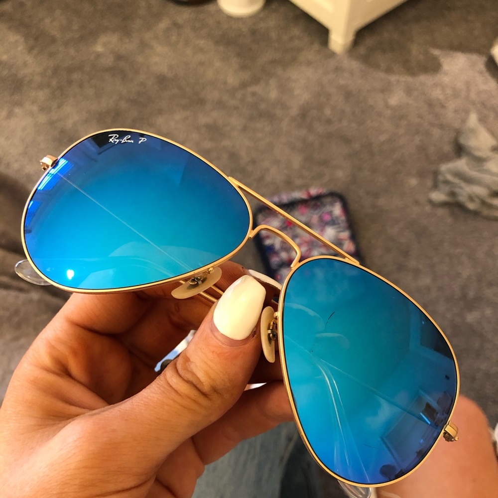 ✨Ray-Ban✨ Aviator flash sunglasses in “blue flash”